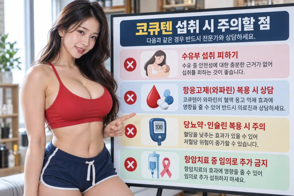 코큐텐 복용 주의 와파린 당뇨약 수유 항암치료