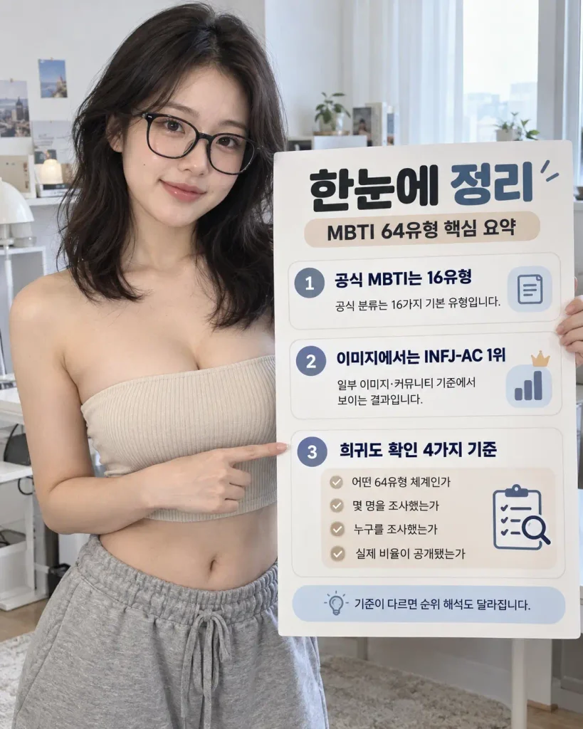 MBTI 64유형 희귀도 순위 핵심 정리 INFJ-AC 공식 여부 체크리스트